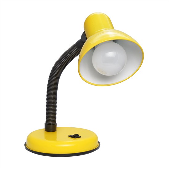 Yellow flexible reading lamp isolated on white background